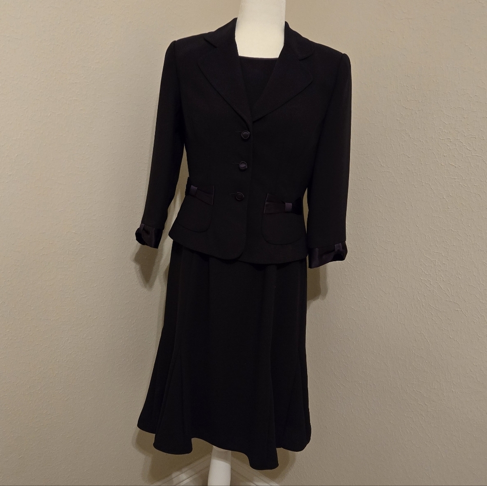Talbots Vintage Jacket & Dress Suit w/ Silk Bow Detail - EUC